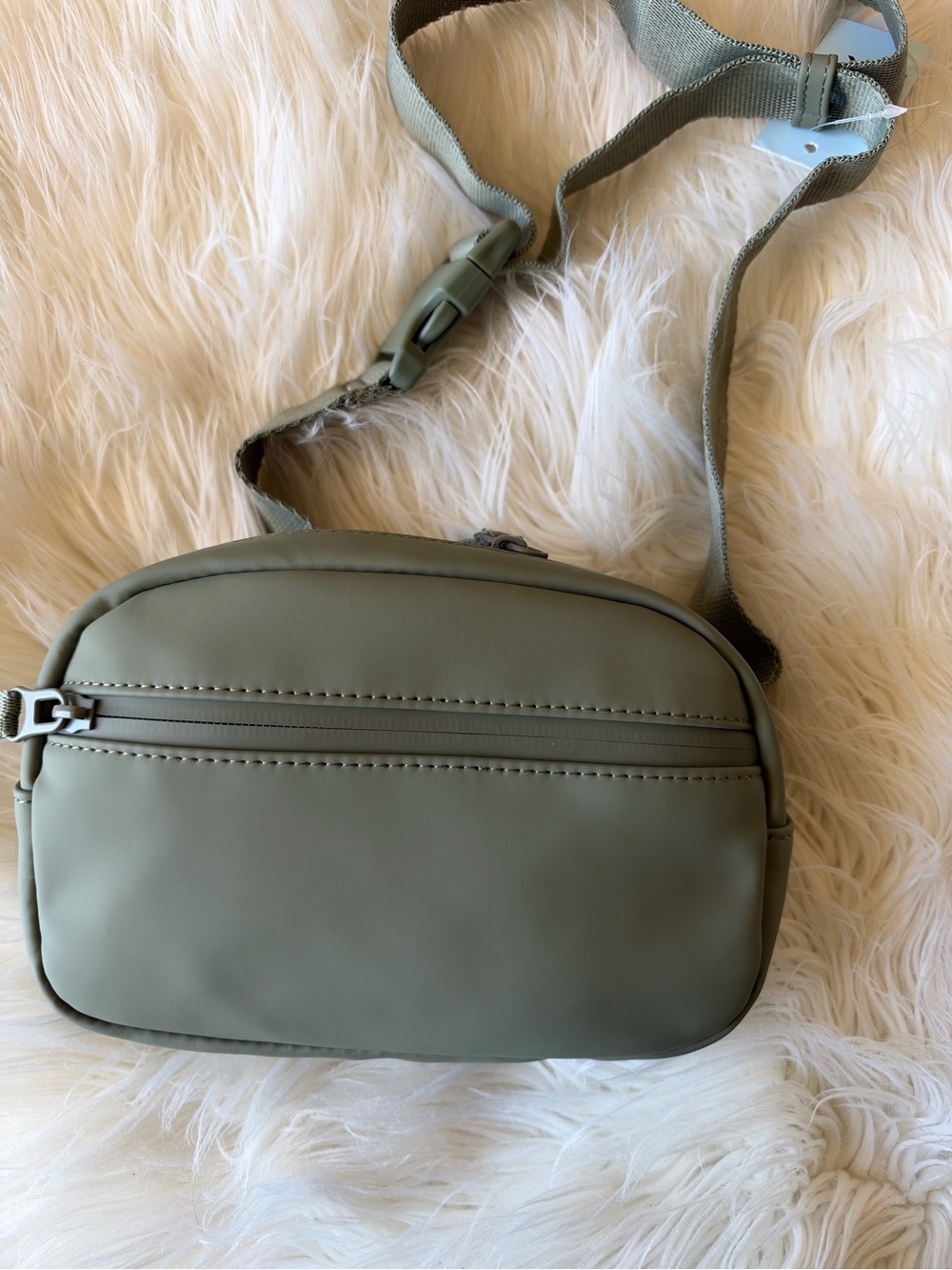 FLX Compact Olive Crossbody Bag with Front Zip Pocket